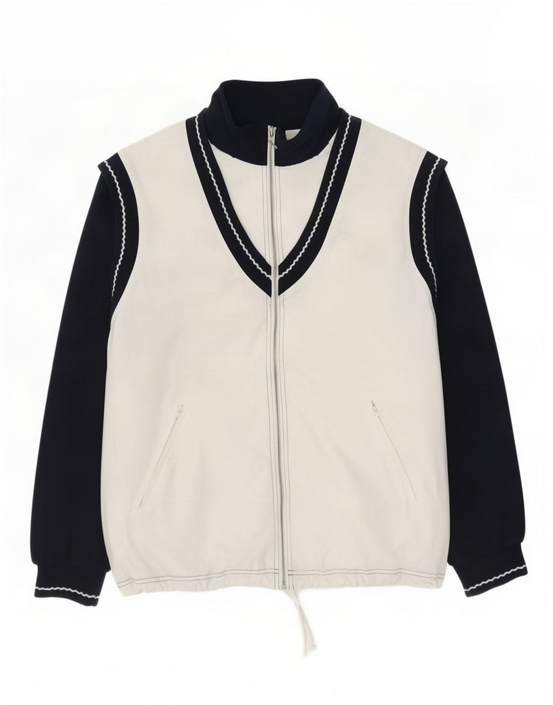 Sergio Tacchini Herren-Trainingsanzug-Oberteil, Jacke, groß, weißes Farbblock-Polyester