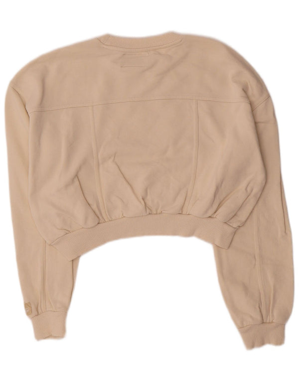 Wrangler Womens Crop Sweatshirt Pullover UK 14 Mittelbeige Baumwolle