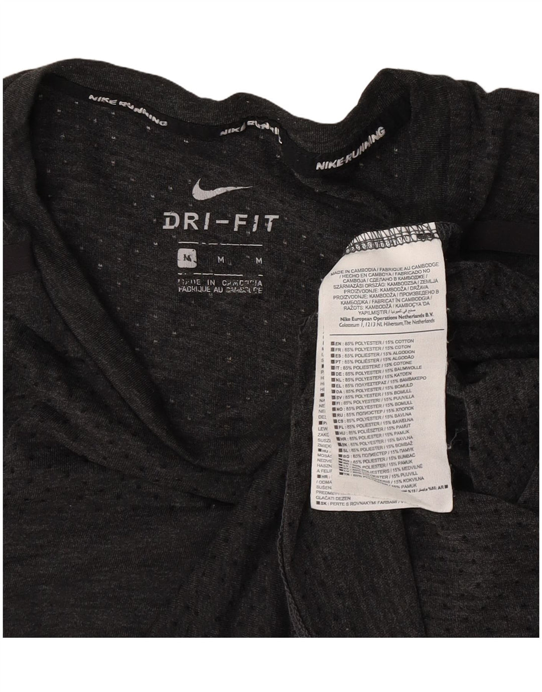 Nike Herren Dri Fit T-Shirt-Oberteil aus mittelgrauem Polyester