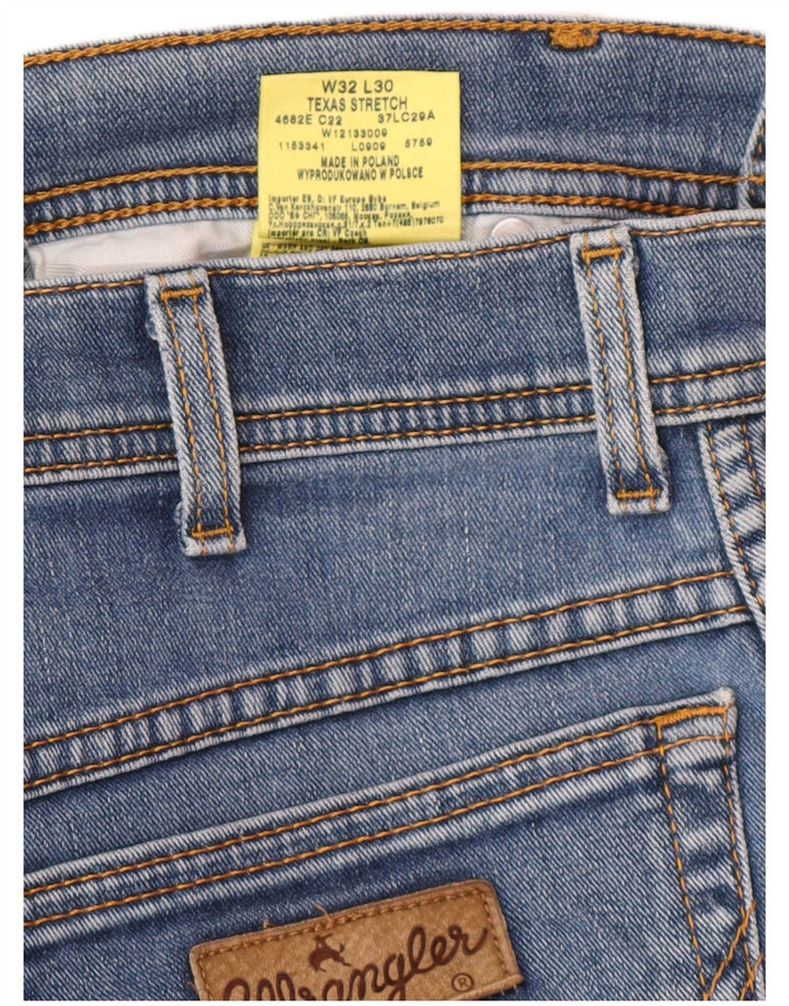 WRANGLER Herren Texas Stretch Straight Jeans W32 L30 Blaue Baumwolle