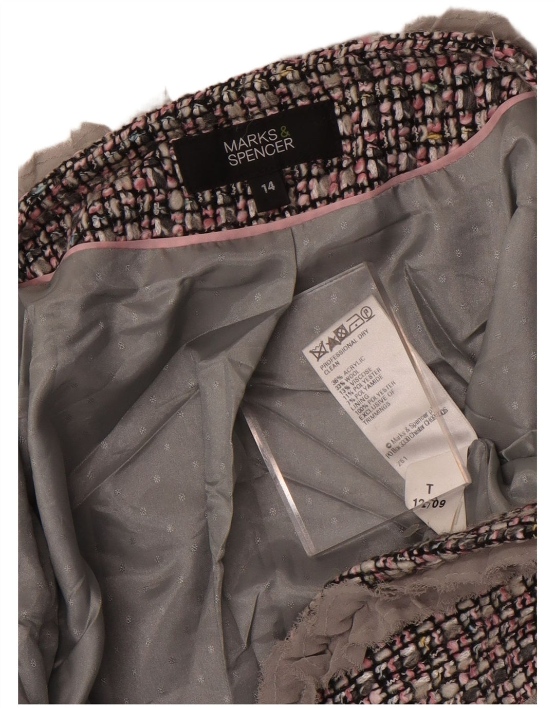 Marks & Spencer Damen Bolerojacke mit 3/4-Ärmeln, UK 14, Mittelgrau kariert