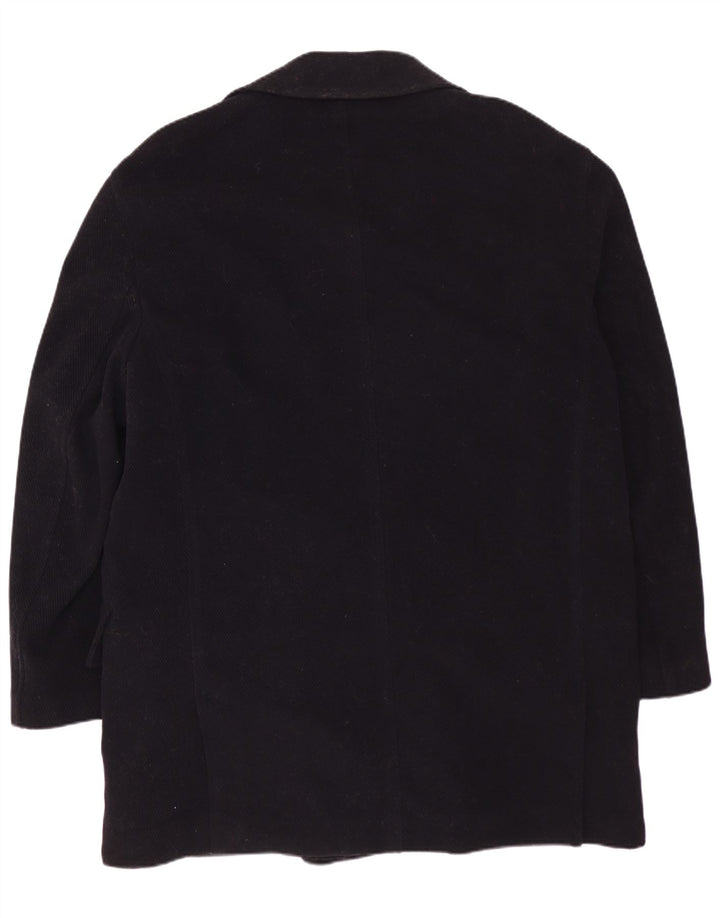 VINTAGE Zweireihiger Herrenmantel IT 50 Große marineblaue Wolle