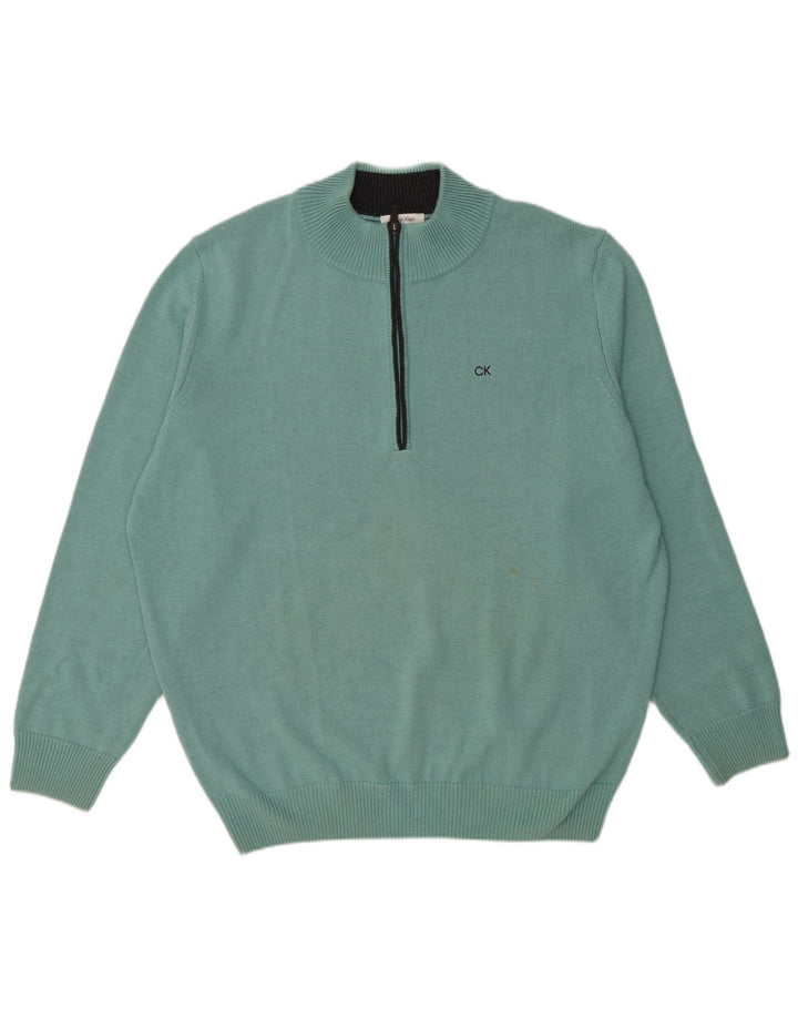 Calvin Klein Herren-Pullover mit Reißverschluss, 2XL, blaue Baumwolle