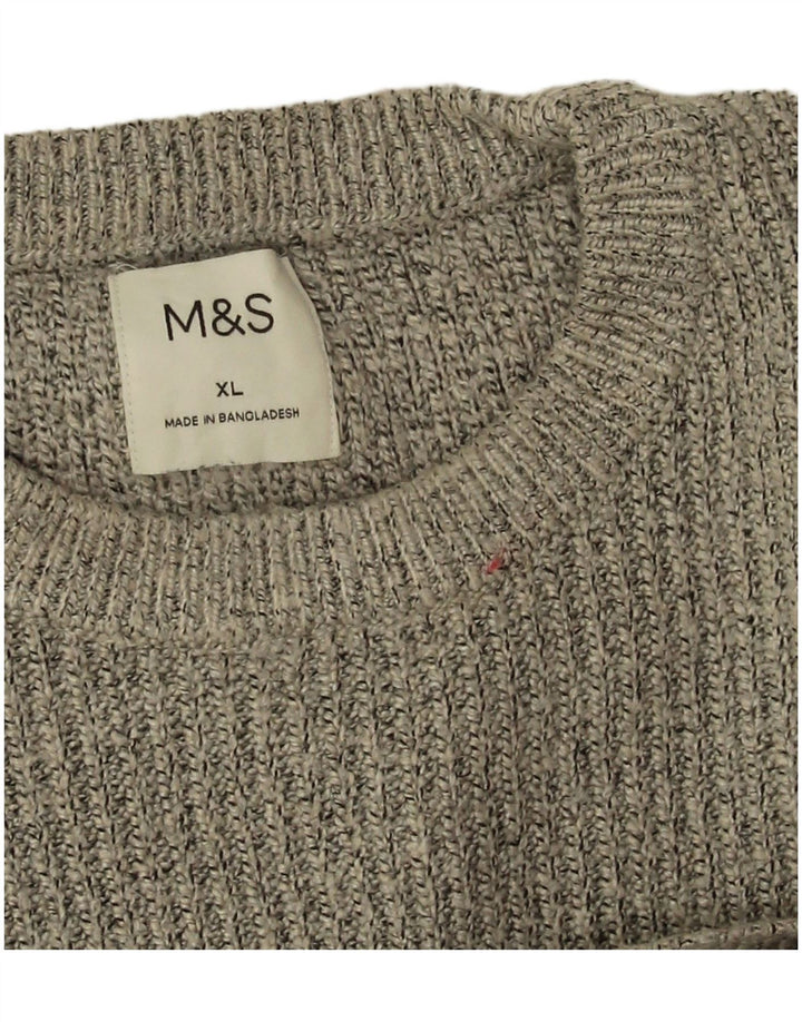 Marks & Spencer Herren-Pullover mit Rundhalsausschnitt, XL, Grau, Polyamid