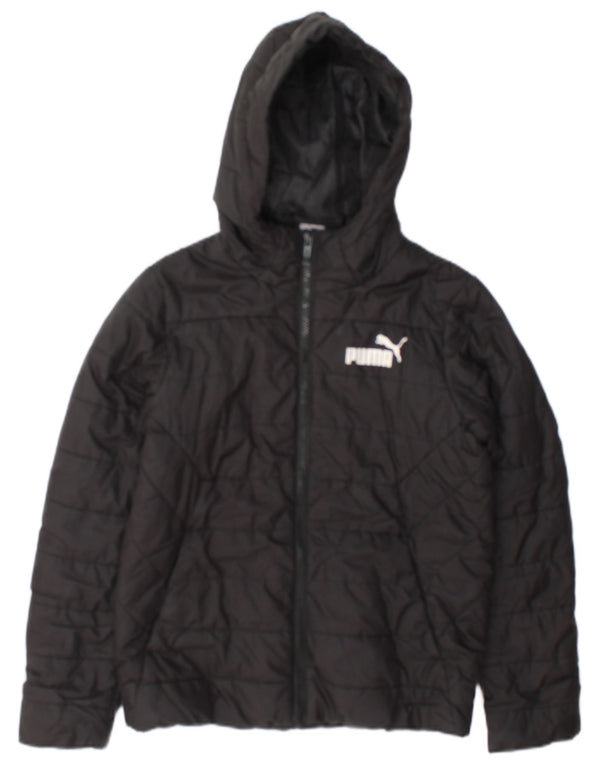 Puma Jungen Kapuzenjacke, gepolstert, 11–12 Jahre, schwarzes Polyester