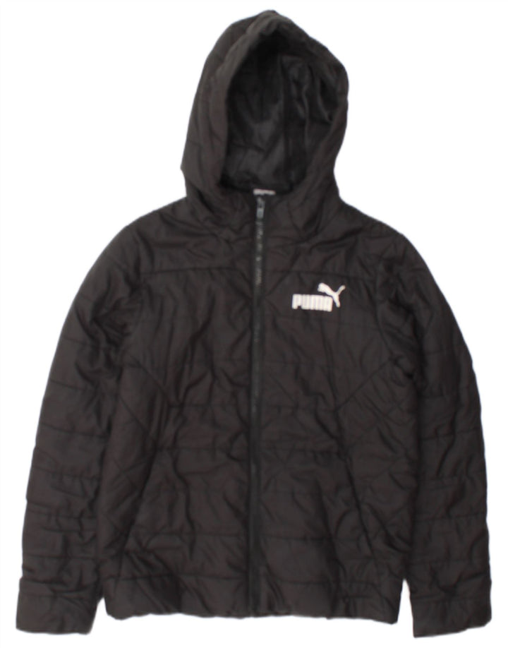 Puma Jungen Kapuzenjacke, gepolstert, 11–12 Jahre, schwarzes Polyester