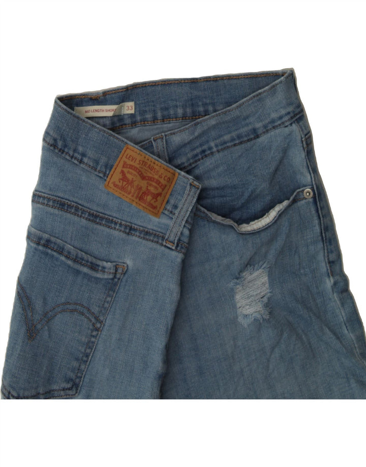 LEVI'S Womens Distressed Denim Shorts W33 Large Blue Cotton Vintage Levi's and Second-Hand Levi's from Messina Hembry 