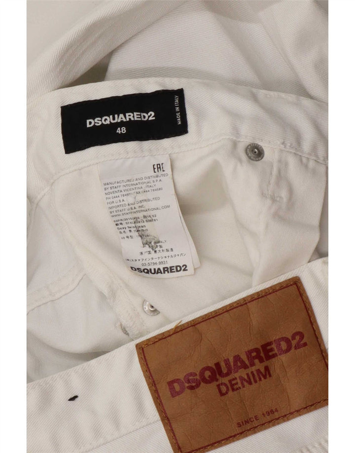 Dsquared2 Herren Distressed Slim Jeans W36 L28 Weiße Baumwolle