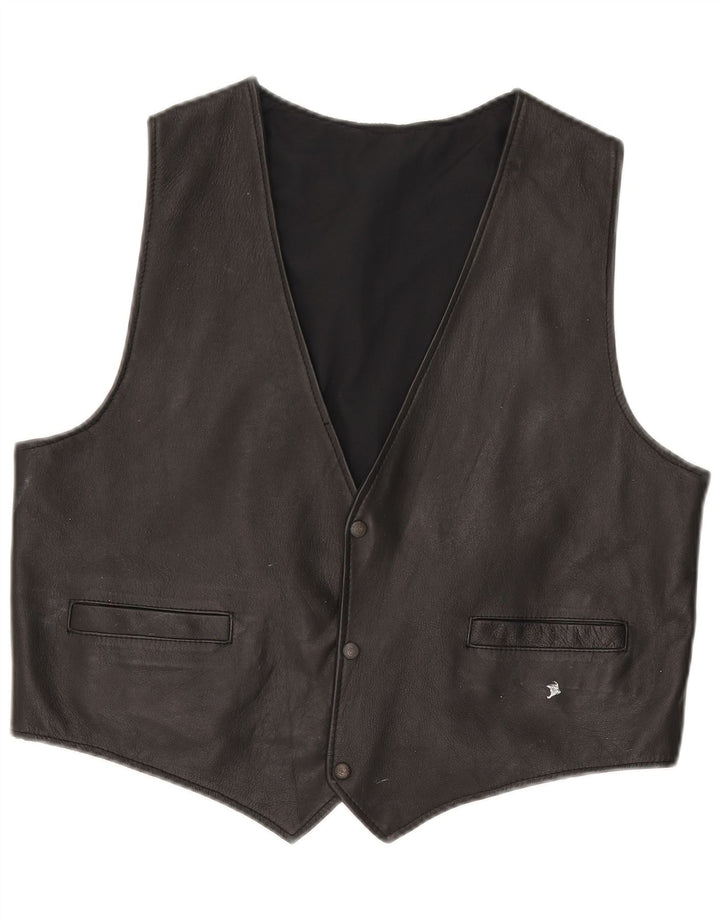Vintage Herren Lederweste Medium Schwarz