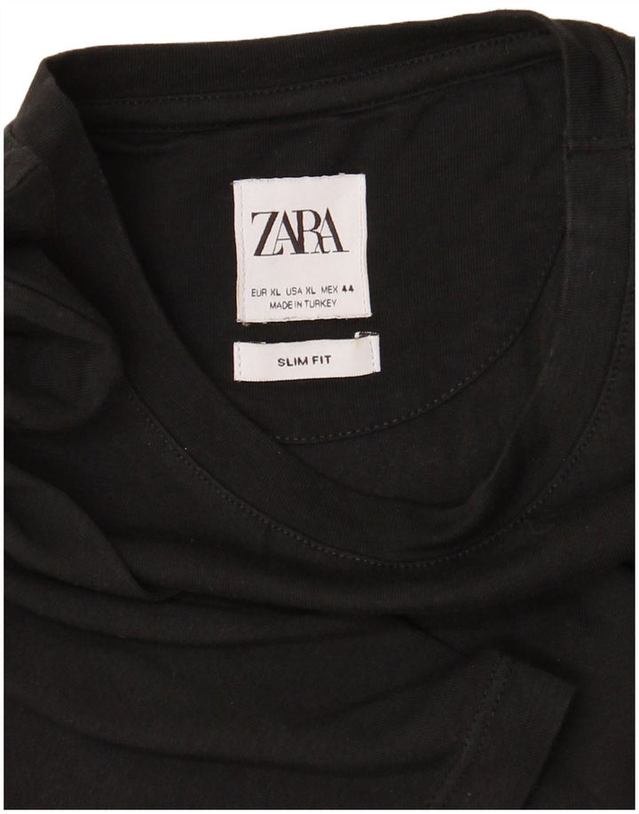 ZARA Herren Slim Fit T-Shirt Top XL Schwarz
