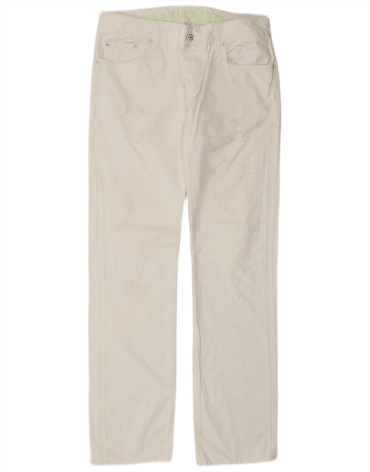 ZU ELEMENTS Damen Distressed Straight Jeans W32 L34 Weiße Baumwolle