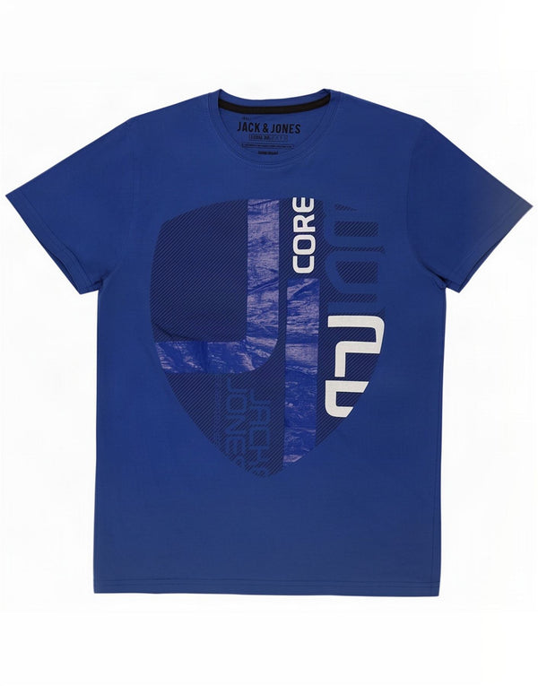 Jack & Jones Herren Grafik T-Shirt Top Mittelblau