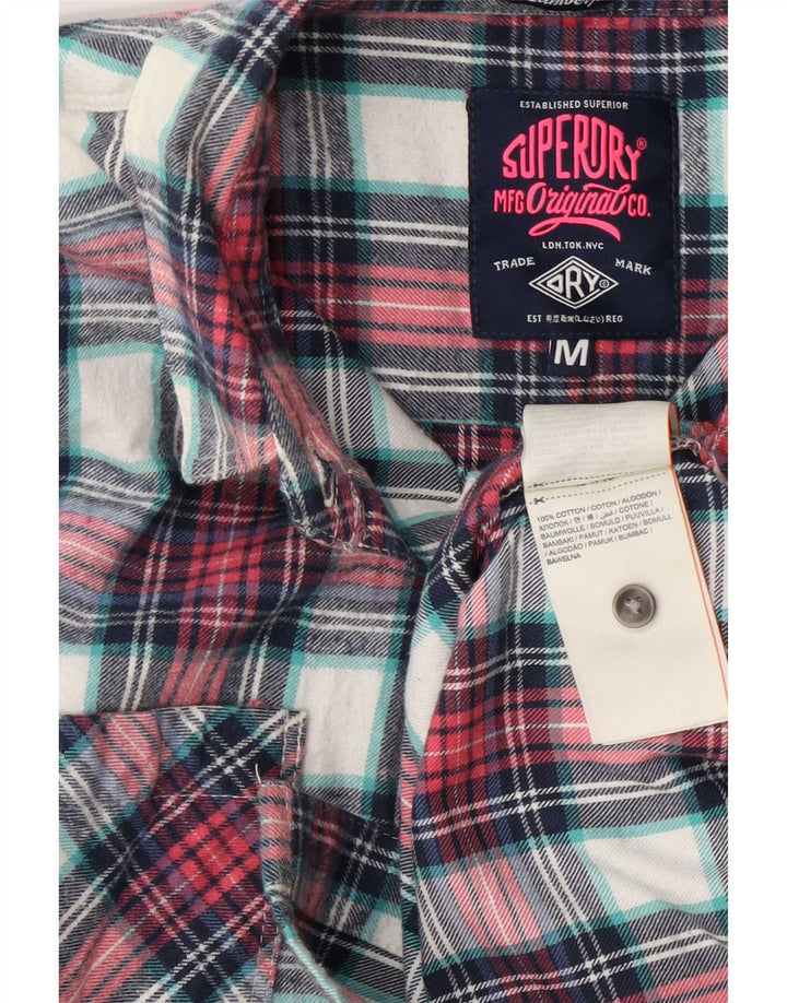 Superdry Damen Flanellhemd UK 14 Mittelrot karierte Baumwolle
