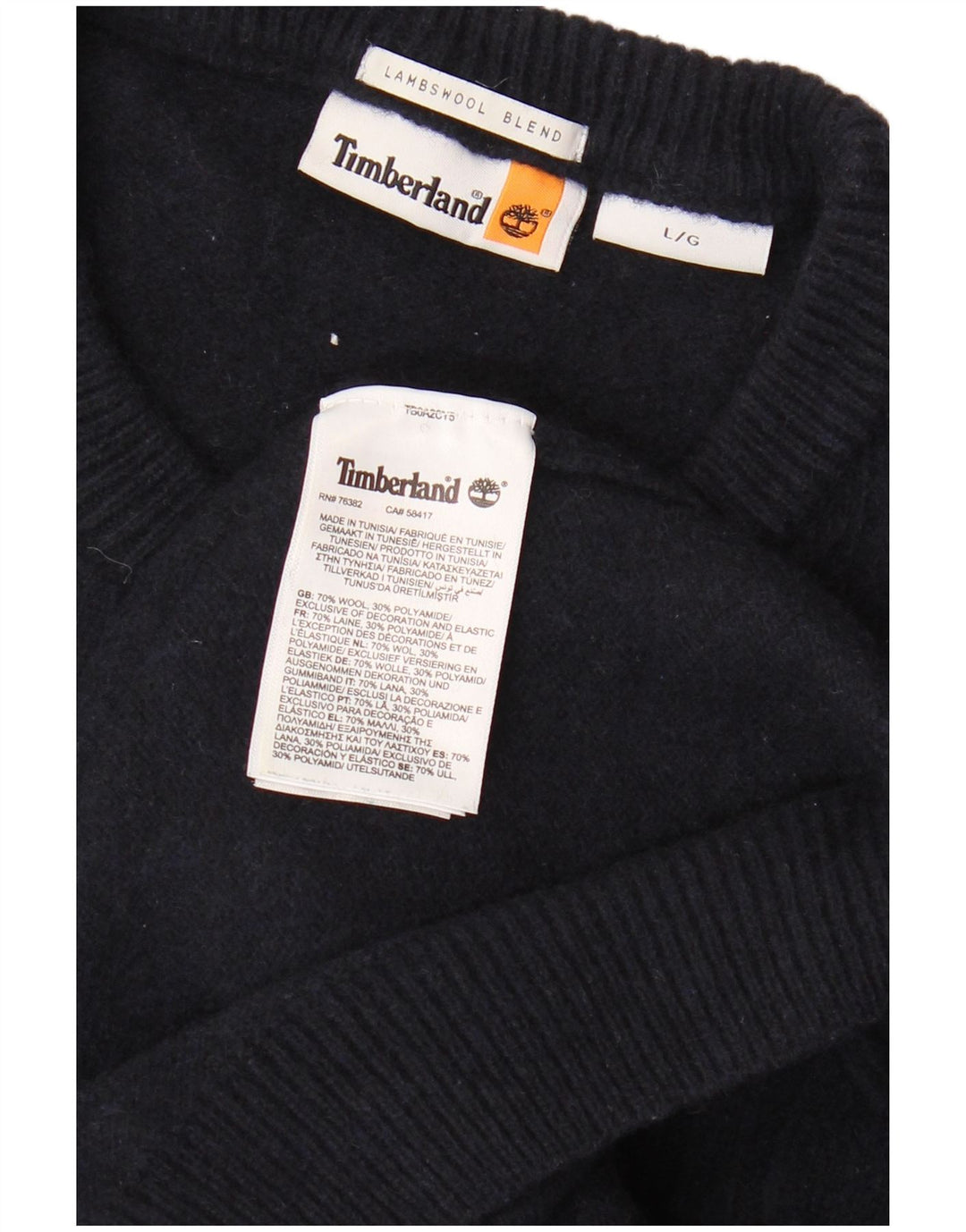 TIMBERLAND Herren-Pullover mit Rundhalsausschnitt, groß, marineblaue Wolle