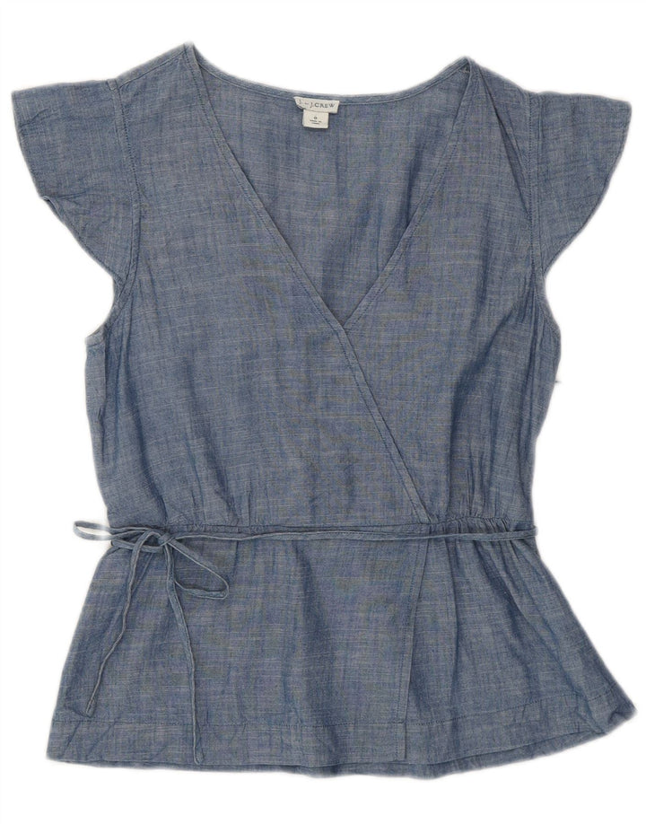 J. CREW Damen Blusentop US 0 XS Blaue Baumwolle