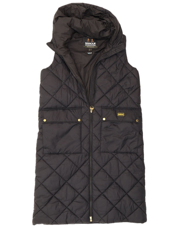 Barbour Damen Übergroße, gepolsterte Longline-Gilet mit Kapuze, UK 12, Mittelschwarz