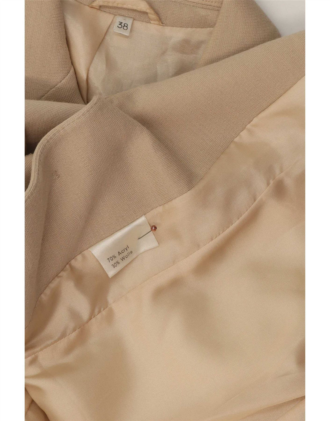 Vintage Damen Blazerjacke mit 3 Knöpfen, EU 38, Mittelbeige, Acryl