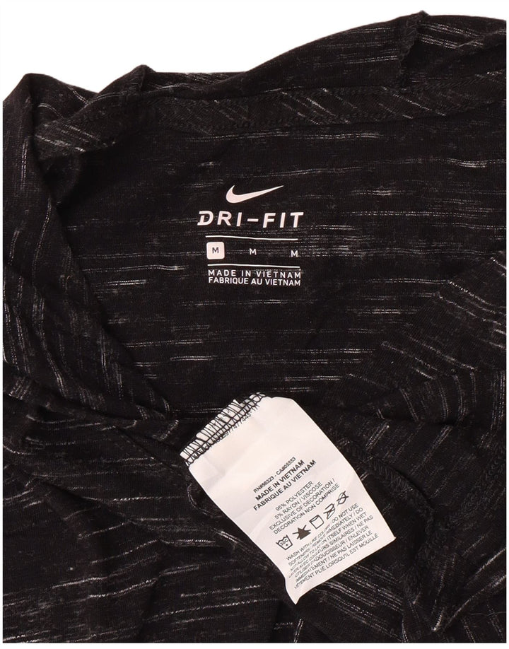 Nike Damen-T-Shirt mit Kapuze, UK 14, Mittelschwarz geflecktes Polyester