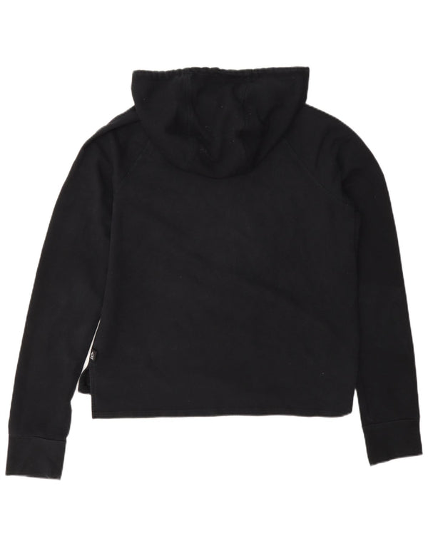 Reebok Damen Crop Graphic Hoodie Pullover UK 10 Small Schwarz Baumwolle