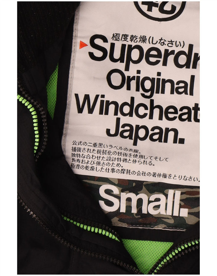 Superdry Herren Windcheater Regenjacke UK 36 Small Schwarz Nylon