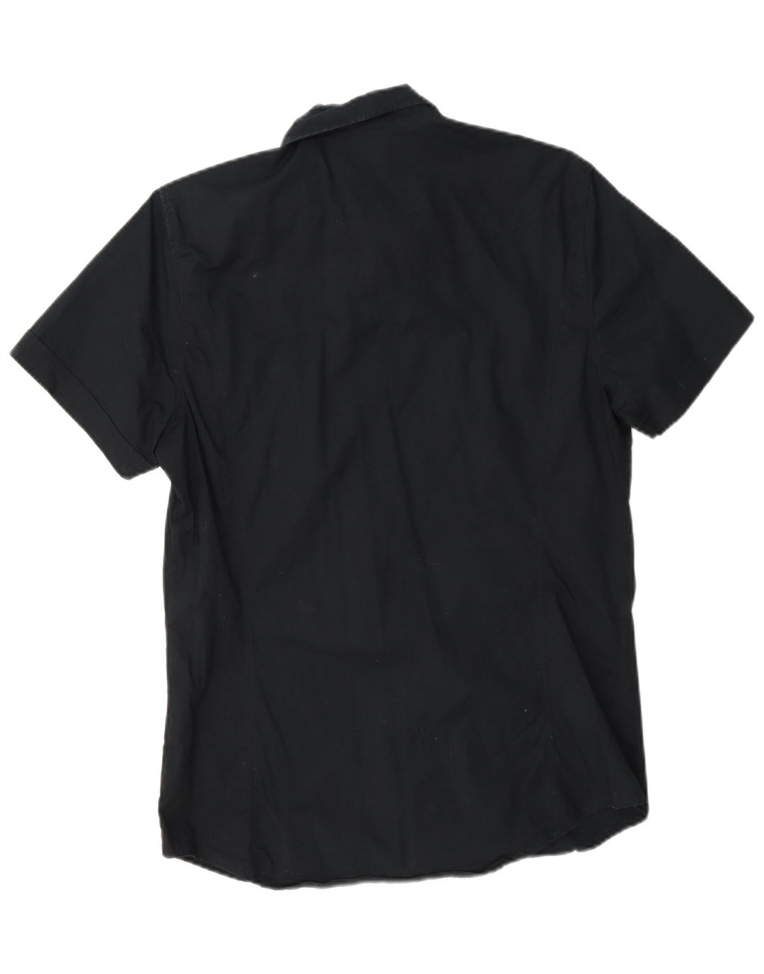 Benetton Herren-Kurzarmhemd, groß, marineblau, Baumwolle