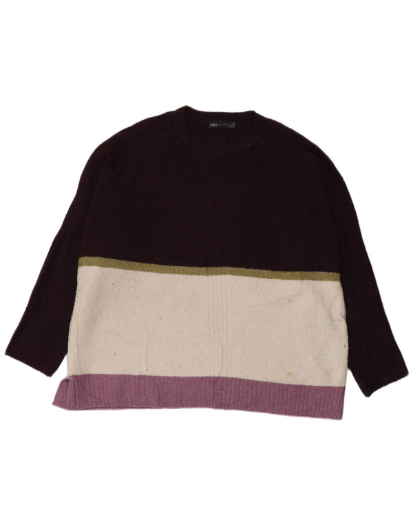 Marks & Spencer Damen-Pullover mit Rundhalsausschnitt, UK 18, XL, Lila, Farbblock