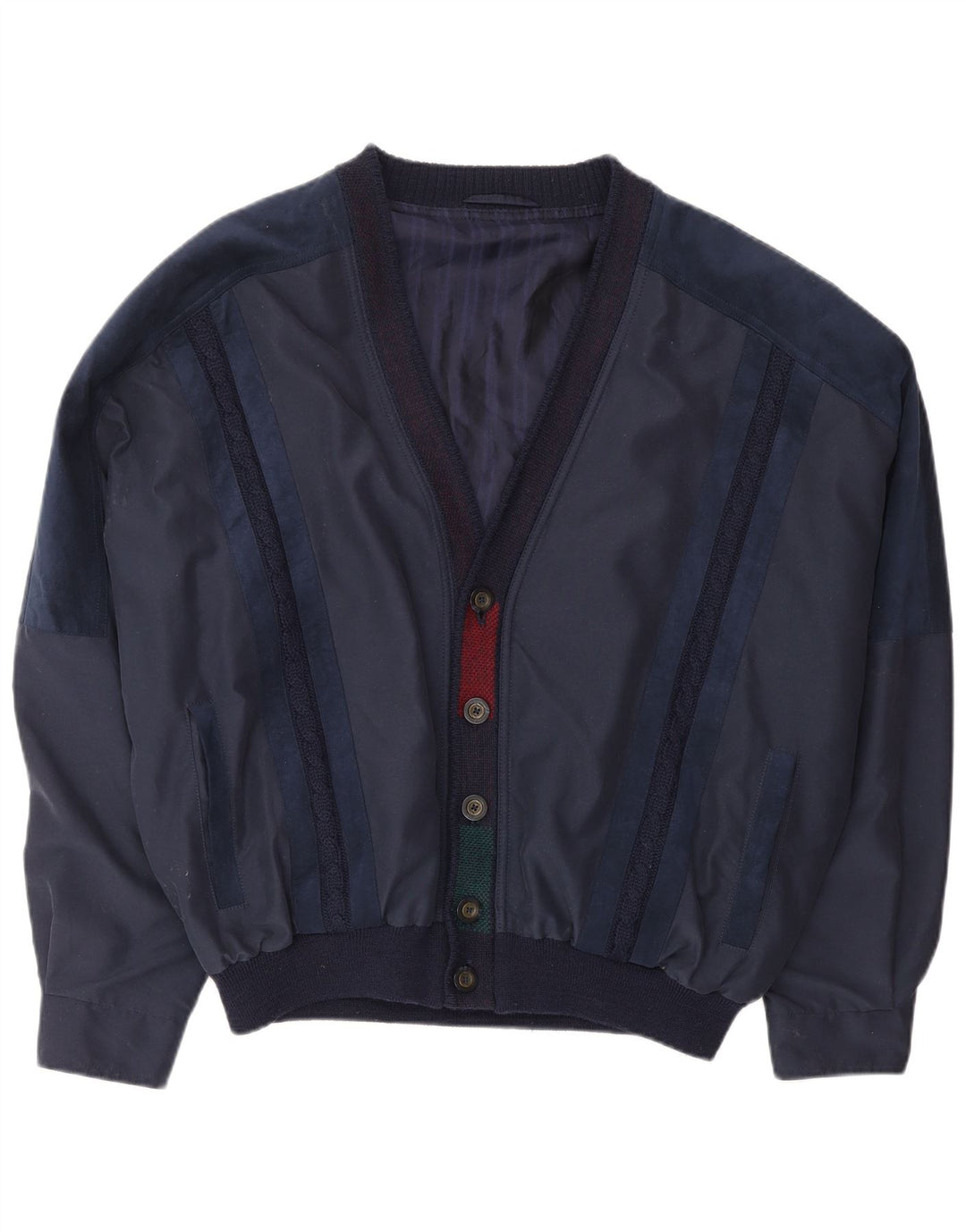VINTAGE Herren Bomberjacke UK 42 XL Marineblau Polyester