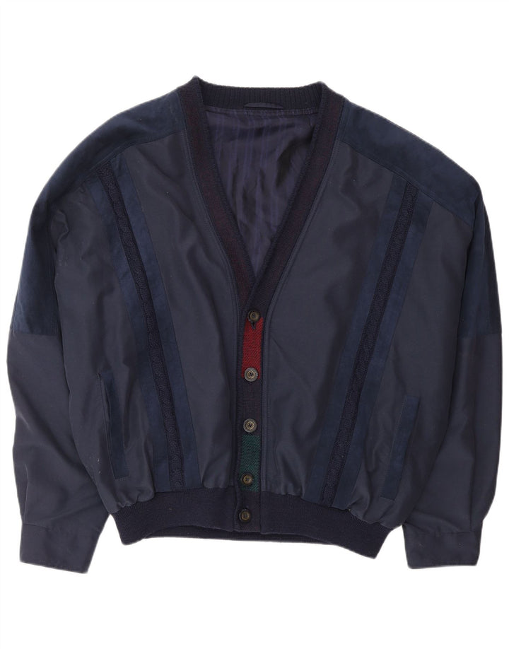 VINTAGE Herren Bomberjacke UK 42 XL Marineblau Polyester