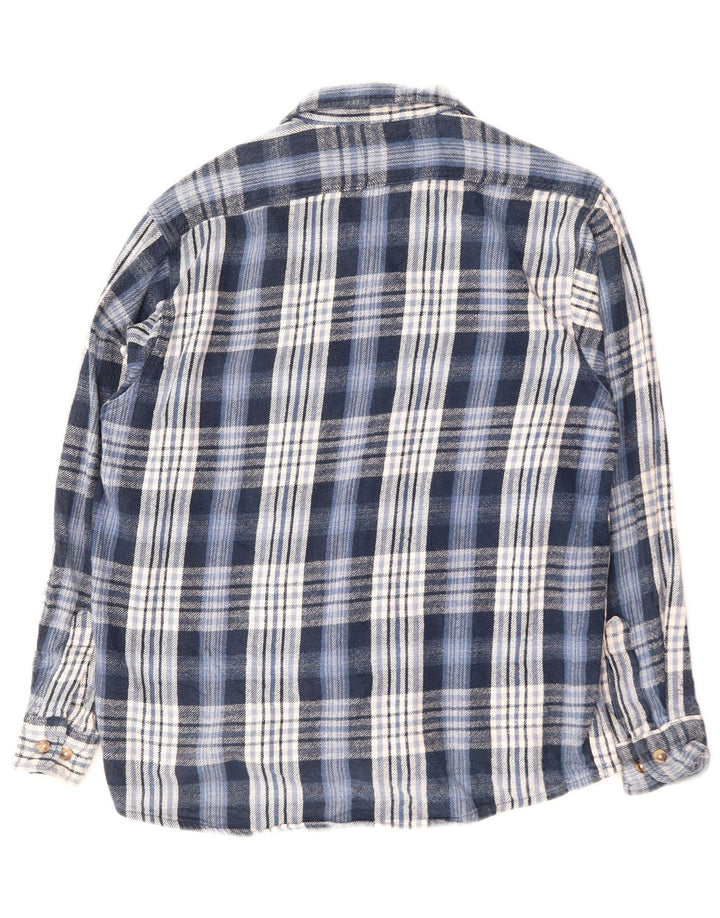 VINTAGE Herren-Flanellhemd, groß, blau kariert, Baumwolle