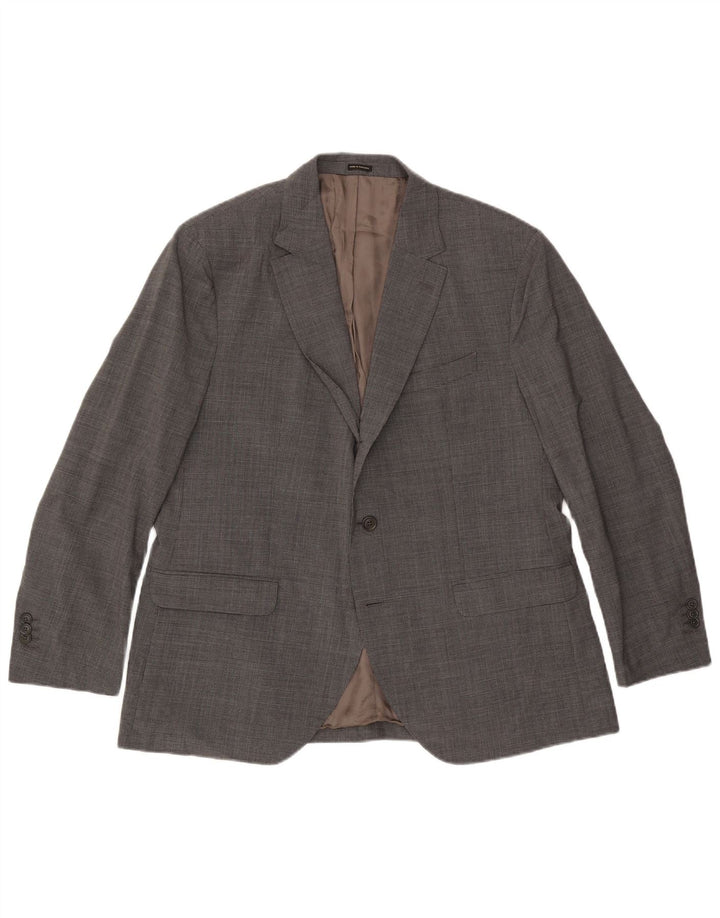 Massimo Dutti Herren-Blazer mit 2 Knöpfen, US 46, XL, grau karierte Wolle