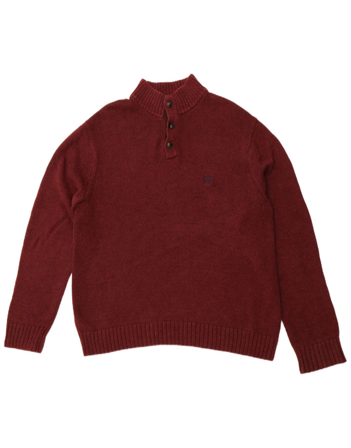 CHAPS Herren-Pullover mit Knopfkragen, XL, kastanienbraune Baumwolle