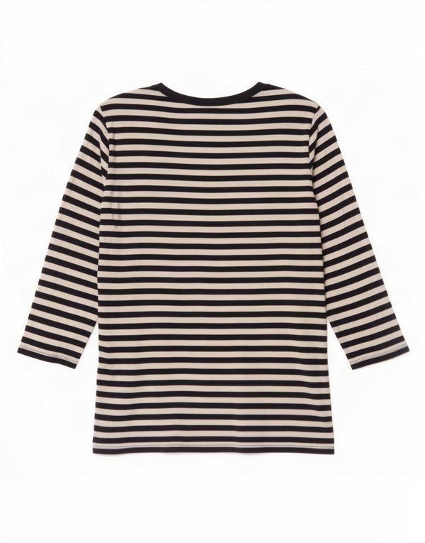 Benetton Damen-Top, 3/4-Ärmel, UK-Größe 12, mittelmarineblau, gestreift, Baumwolle