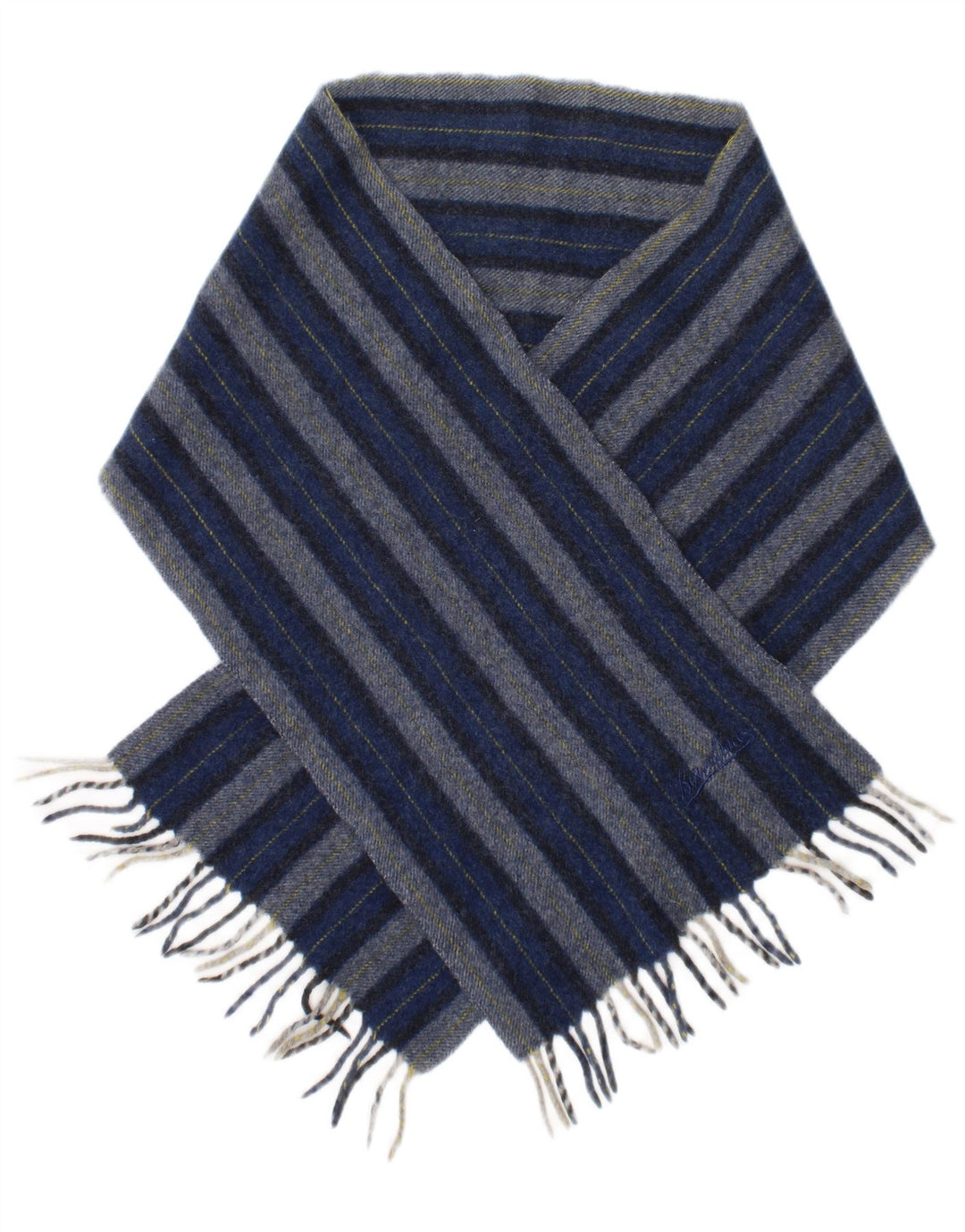 Borsalino Herren-Rechteckschal, Einheitsgröße, blau gestreift, Schurwolle, klassisch