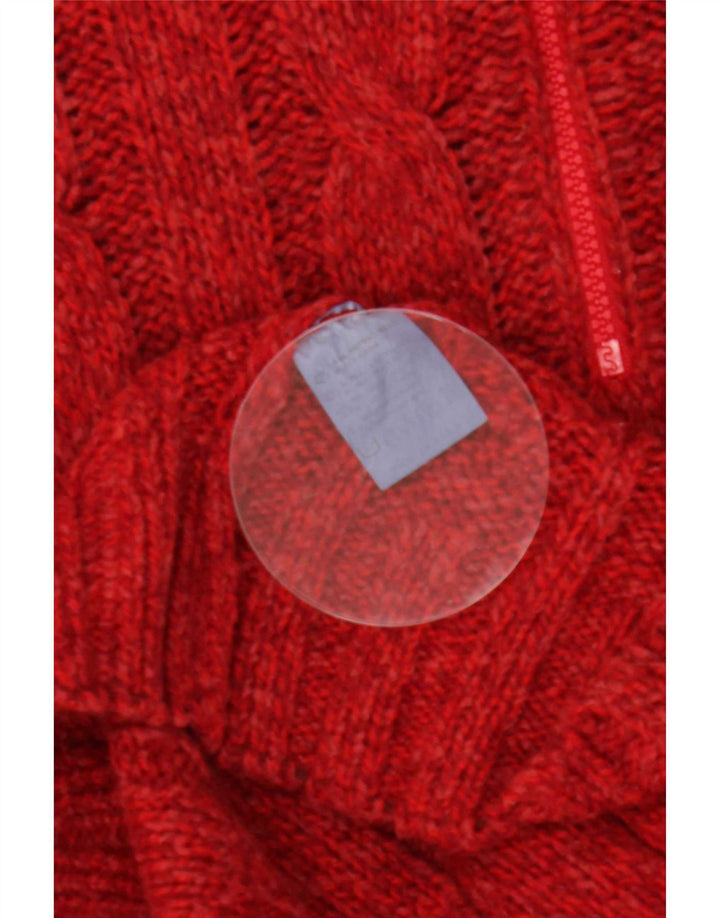 Vintage Herren-Pullover mit Reißverschluss, große rote Wolle