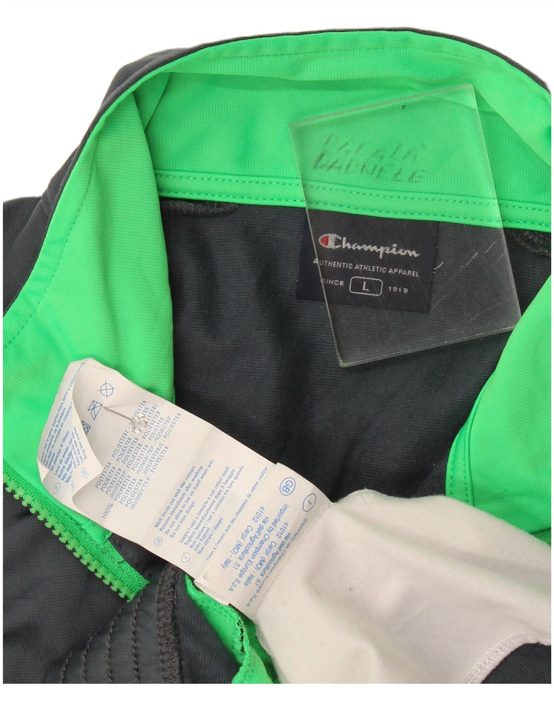 Champion Herren-Trainingsanzug-Top-Jacke, großes graues Colourblock-Polyester