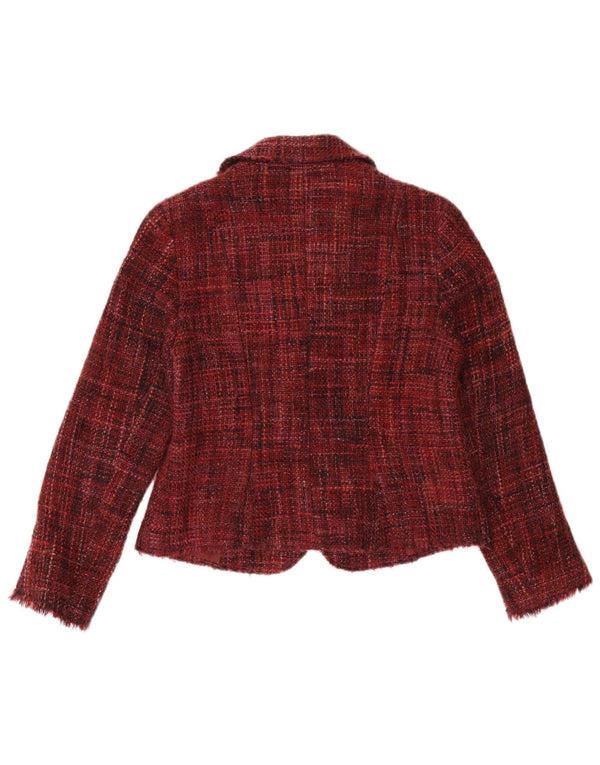 Marks & Spencer Damen 2-Knopf-Blazerjacke, UK 14, mittleres Burgunderrot gefleckt