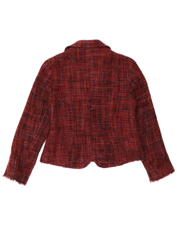 Marks & Spencer Damen 2-Knopf-Blazerjacke, UK 14, mittleres Burgunderrot gefleckt