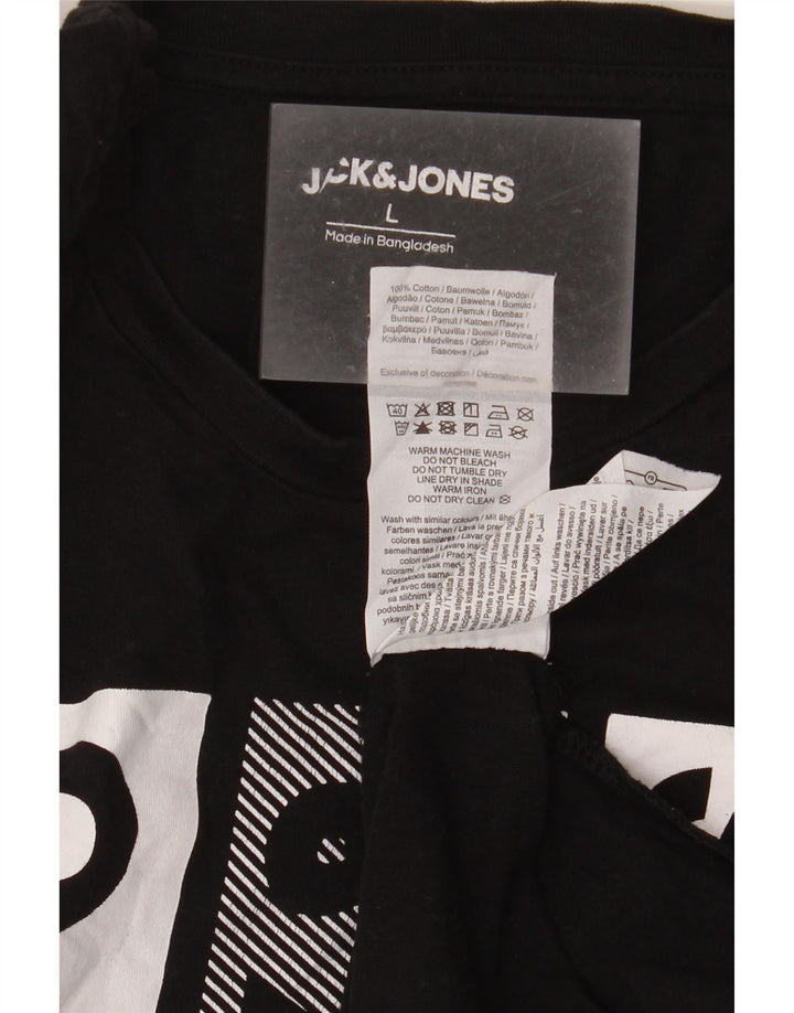 Jack & Jones Herren-T-Shirt mit Grafik, groß, aus schwarzer Baumwolle