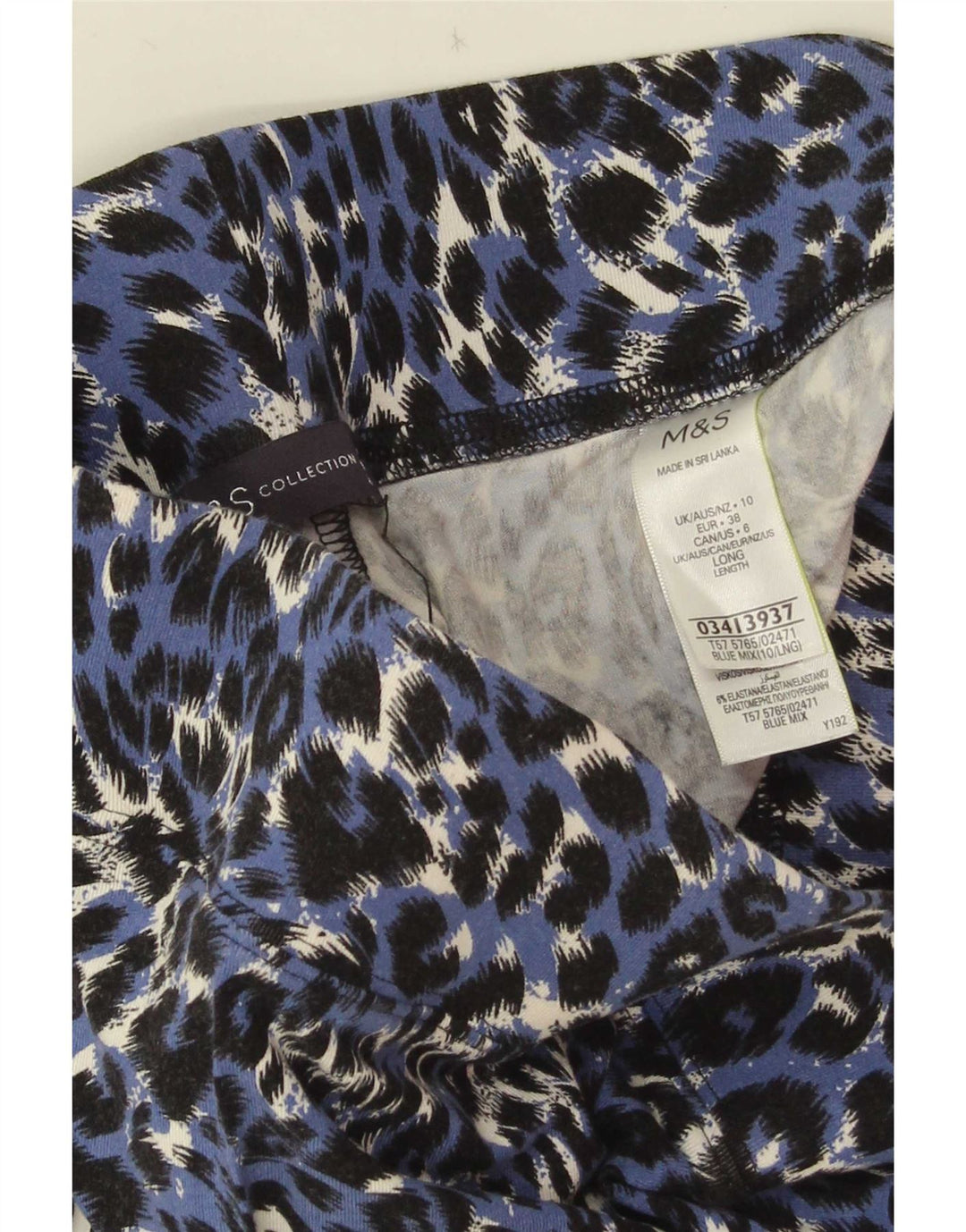 Marks & Spencer Damen Leggings UK 10 Kleine blaue Viskose mit Tiermuster