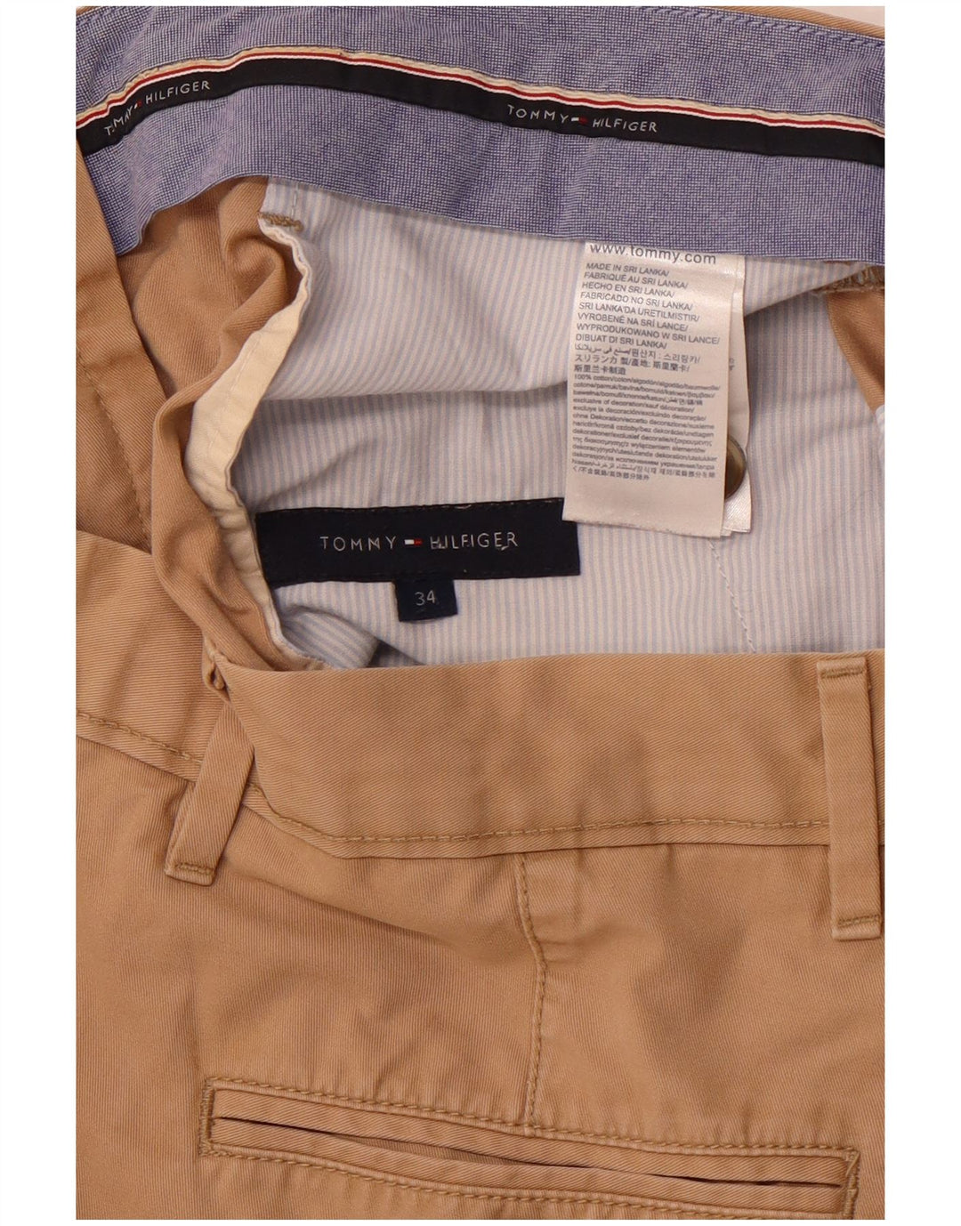 TOMMY HILFIGER Herren Chino Shorts W34 Große Beige Baumwolle