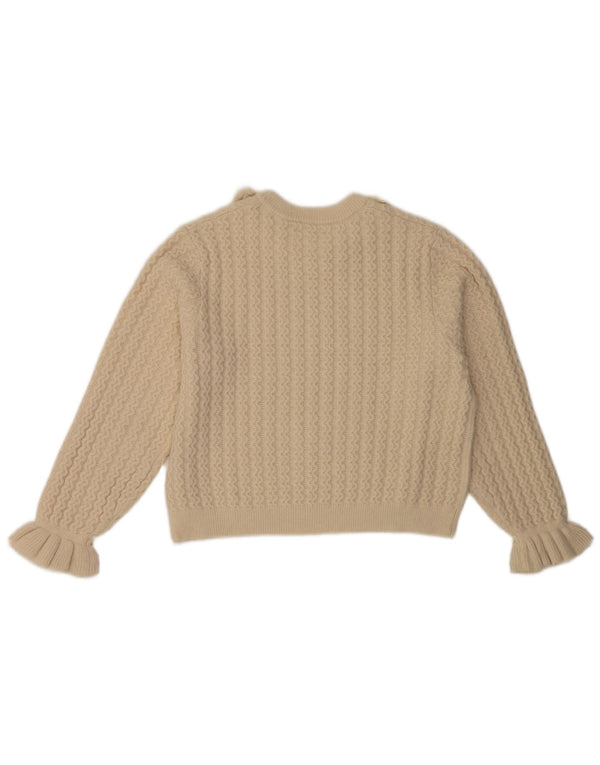 Zara Mädchen-Pullover mit Rundhalsausschnitt, 13–14 Jahre, beige geblümt