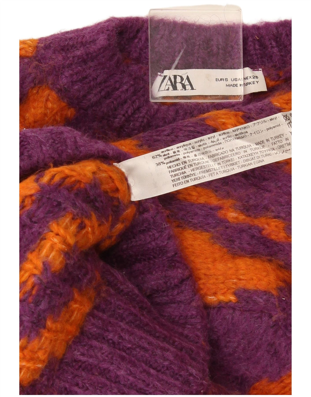 Zara Damen Crop Crew Neck Pullover Pullover UK 10 Small Mehrfarbig