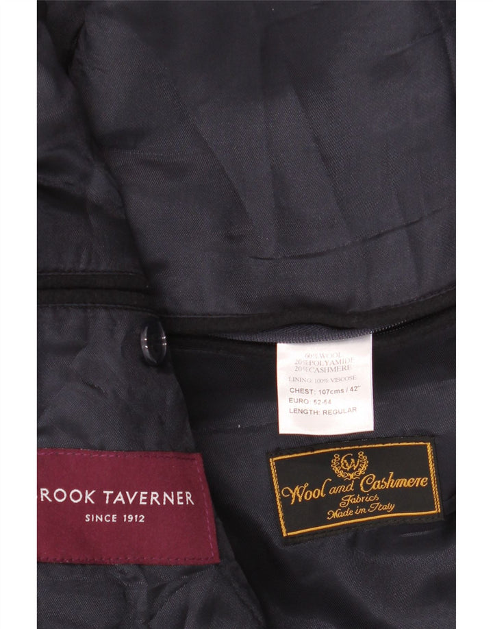 BROOK TAVERNER Herrenmantel UK 42 XL Schwarze Wolle
