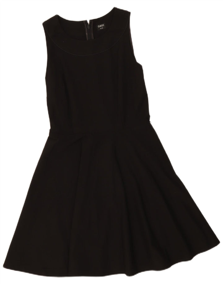 Oasis Damen Ärmelloses A-Linien-Kleid UK 12 Medium Schwarz Polyester