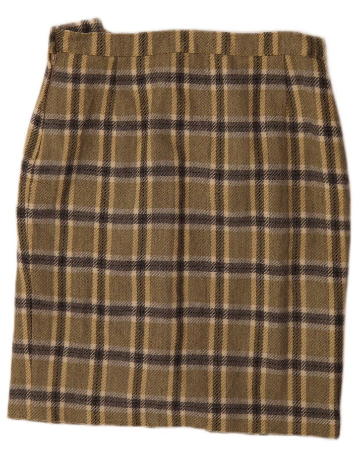 Vintage Damen Bleistiftrock W30 Medium Khaki Check