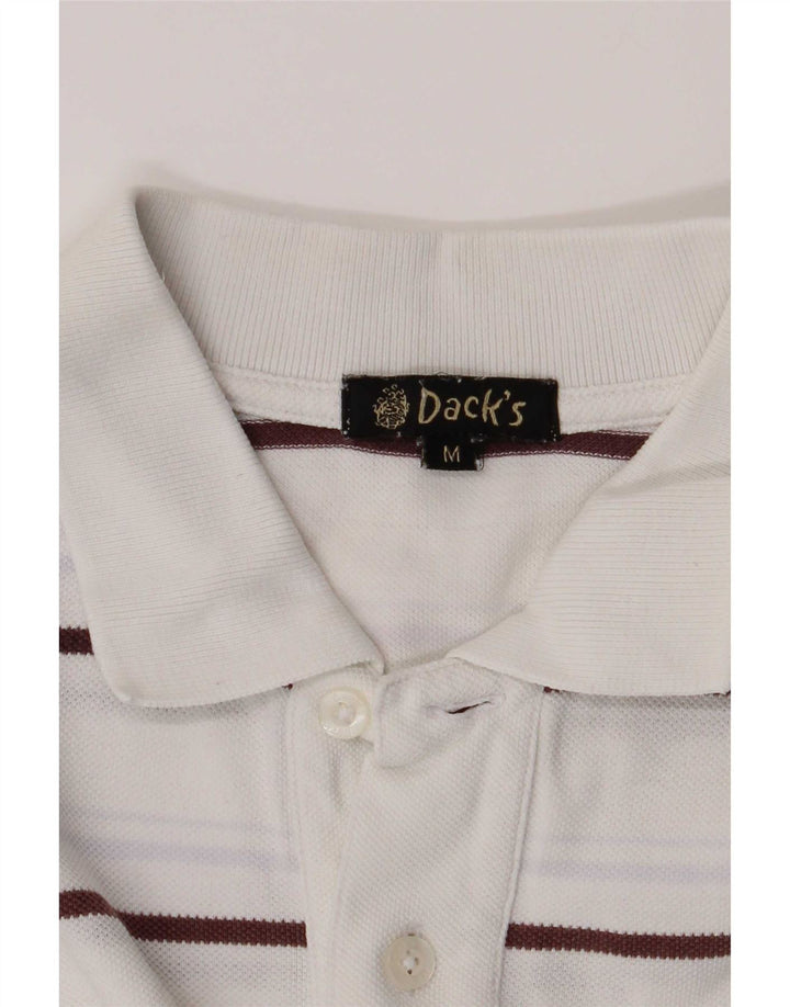 Dack's Herren-Poloshirt, mittelweiß gestreift