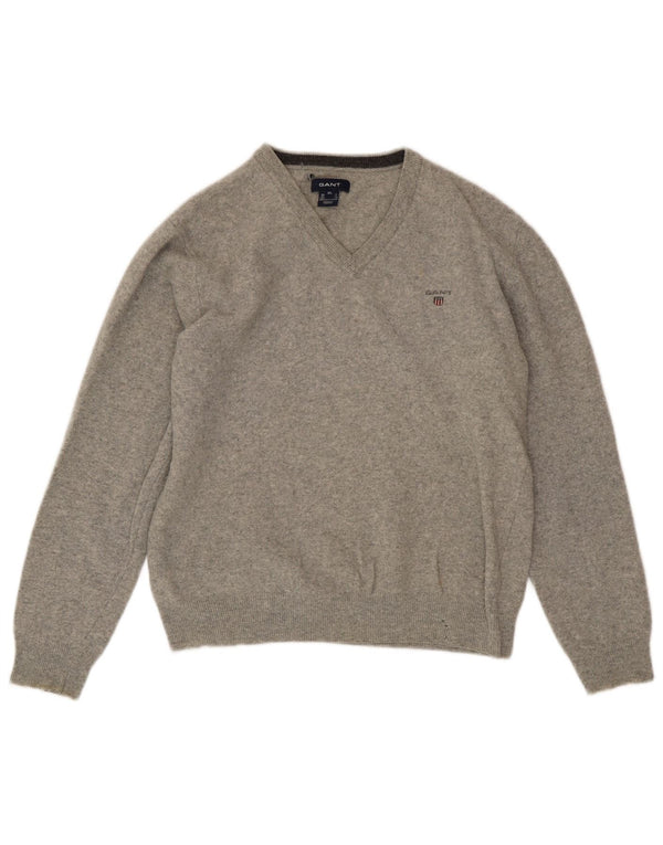 Gant Damen-Pullover mit V-Ausschnitt, UK 18, XL, graue Wolle