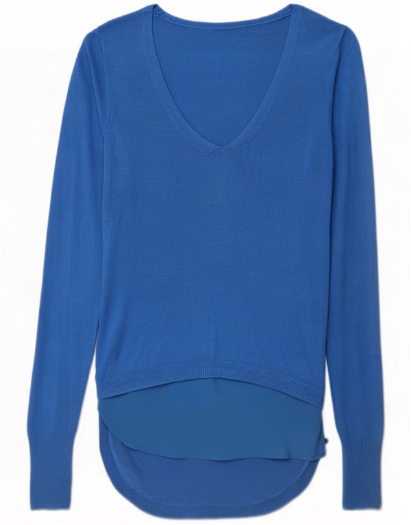 Oasis Damen Longline V-Ausschnitt Pullover Pullover UK 10 Small Blue Viscose