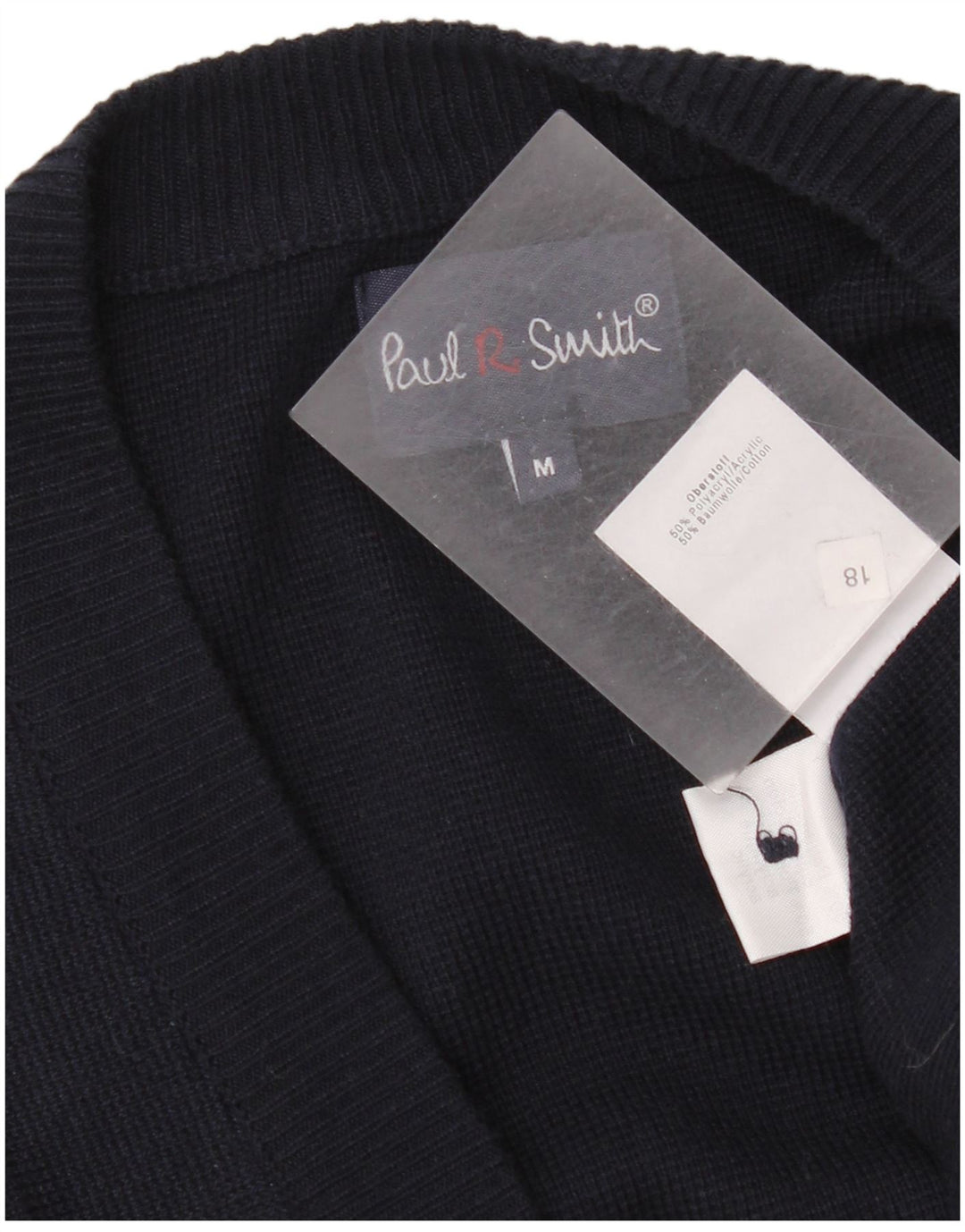 Paul Smith Herren-Cardigan-Pullover, mittleres Marineblau, gestreift, Polyacryl
