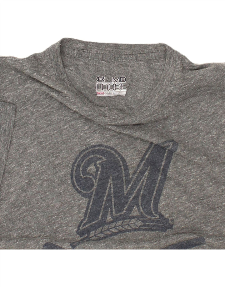 UNDER ARMOUR Mens Graphic T-Shirt Top Medium Grey Cotton | Vintage Under Armour | Thrift | Second-Hand Under Armour | Used Clothing | Messina Hembry 
